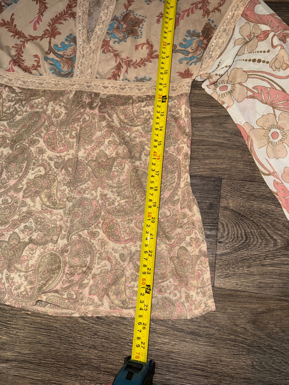 Y2K express fairy long-sleeve Beige Lace-Trim Tunic boho hippie feminine‎ - Picture 7 of 9
